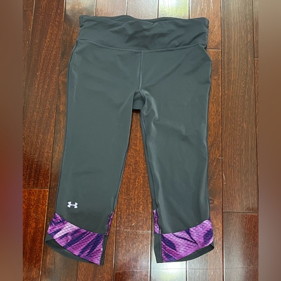 Under Armour Black and Purple Capris - Picture 1 of 3